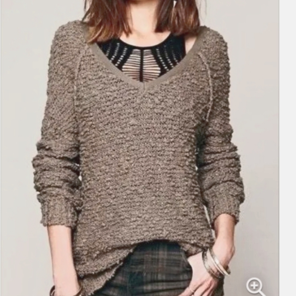 Free People slubby cotton knit Sweater Top Small EUC!
